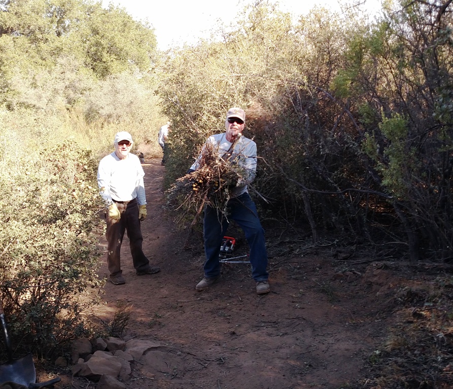 Bruce and Pat brushing the trail.